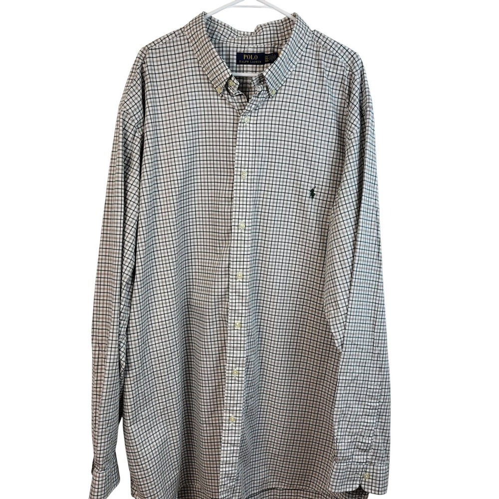 Polo Ralph Lauren Mens 3XLT Button Front Shirt Plaid Check Long Sleeve Pony Logo